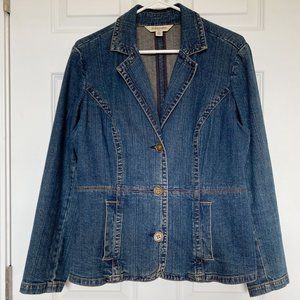 Denim Long Sleeve Jacket Size L Petite